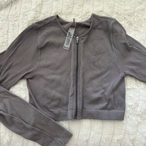 Garage Cropped Grey Workout Top